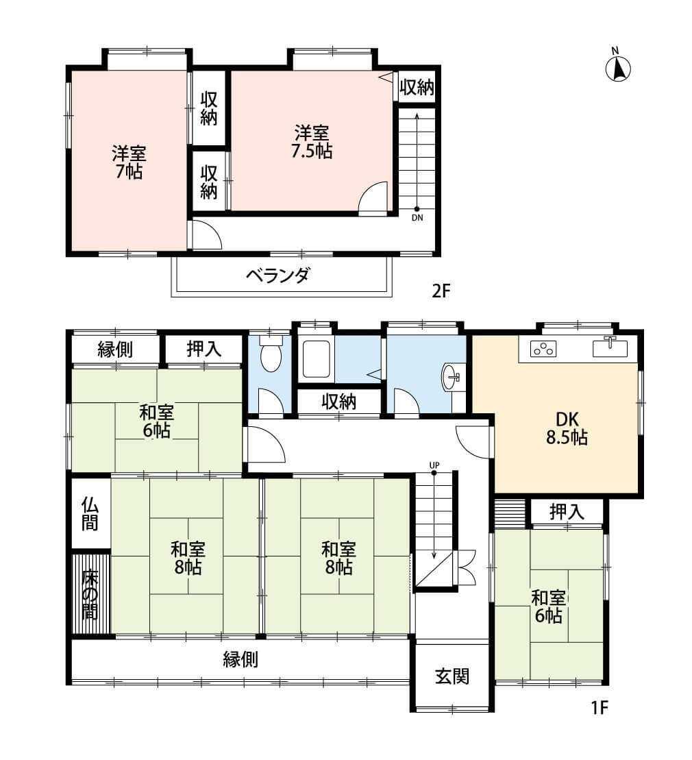 間取図 全居室6帖以上の6DK。ファミリーにもゆとりがございます。