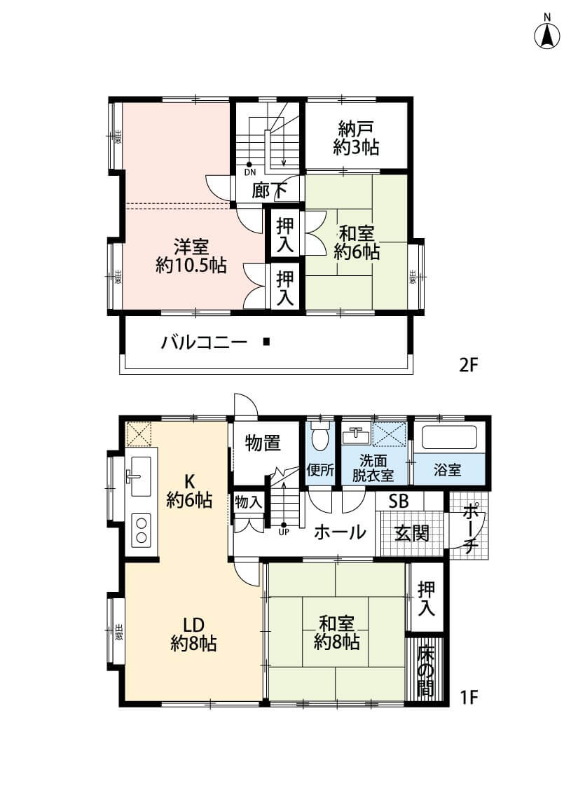 約3帖の納戸や、物置など収納豊富な間取りで室内もスッキリ快適。